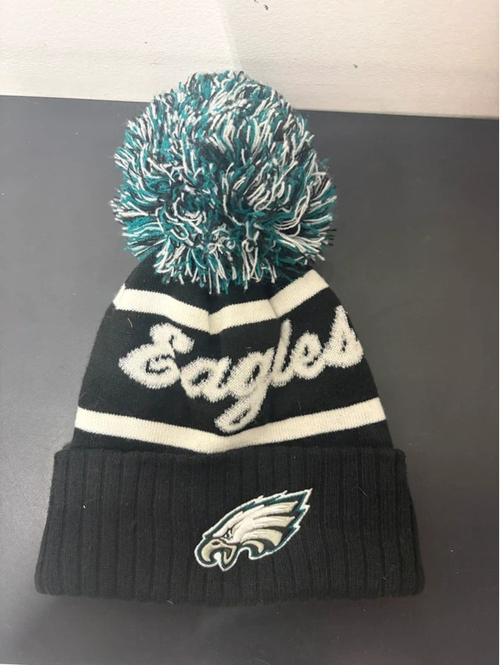 Philadelphia Eagles Beanie Cap with Pom-Pom & Embroidered Logo